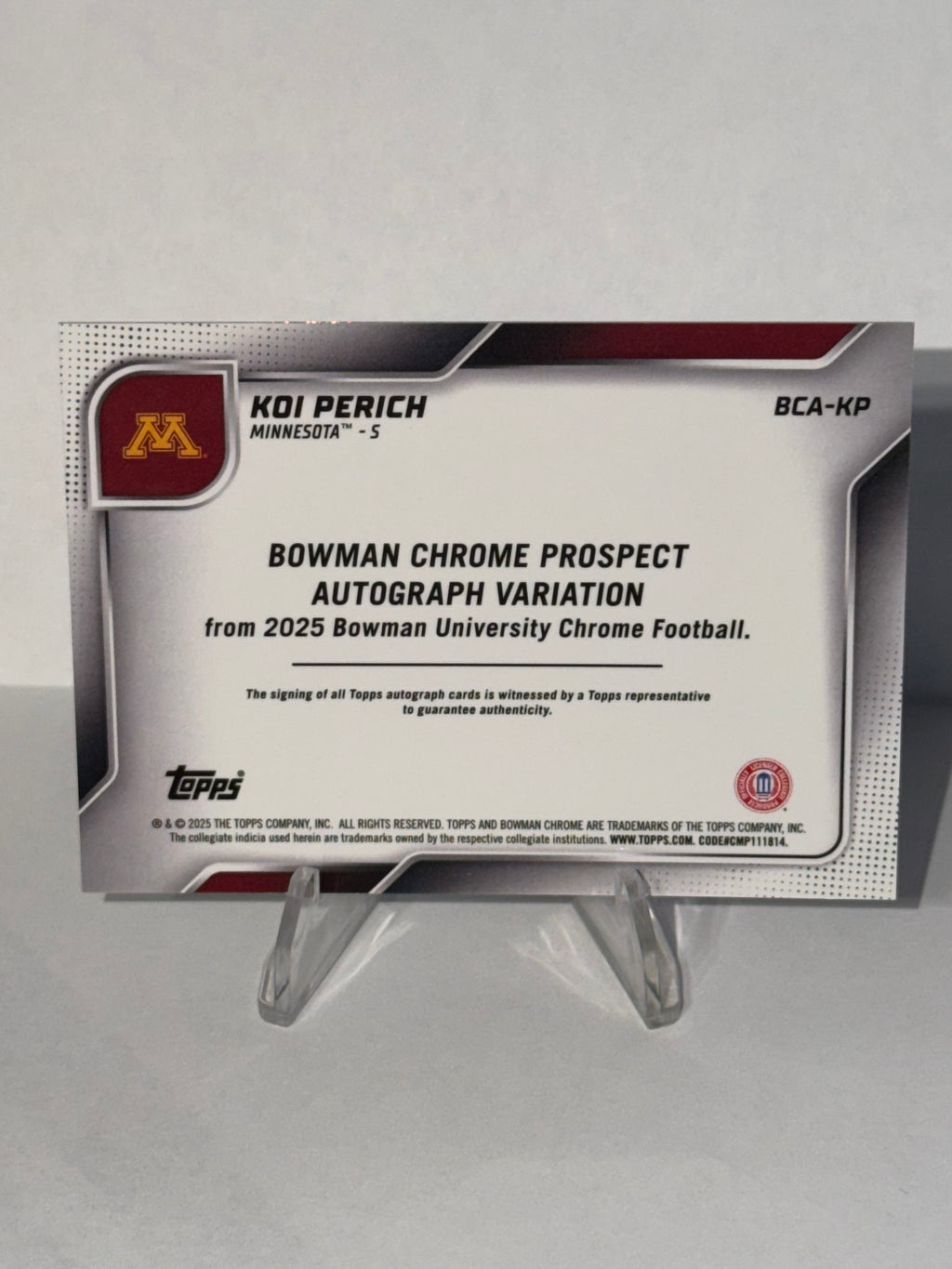 2025 Topps Bowman University Chrome Football Koi Perich 1st Bowman Green On-Card Autograph /99