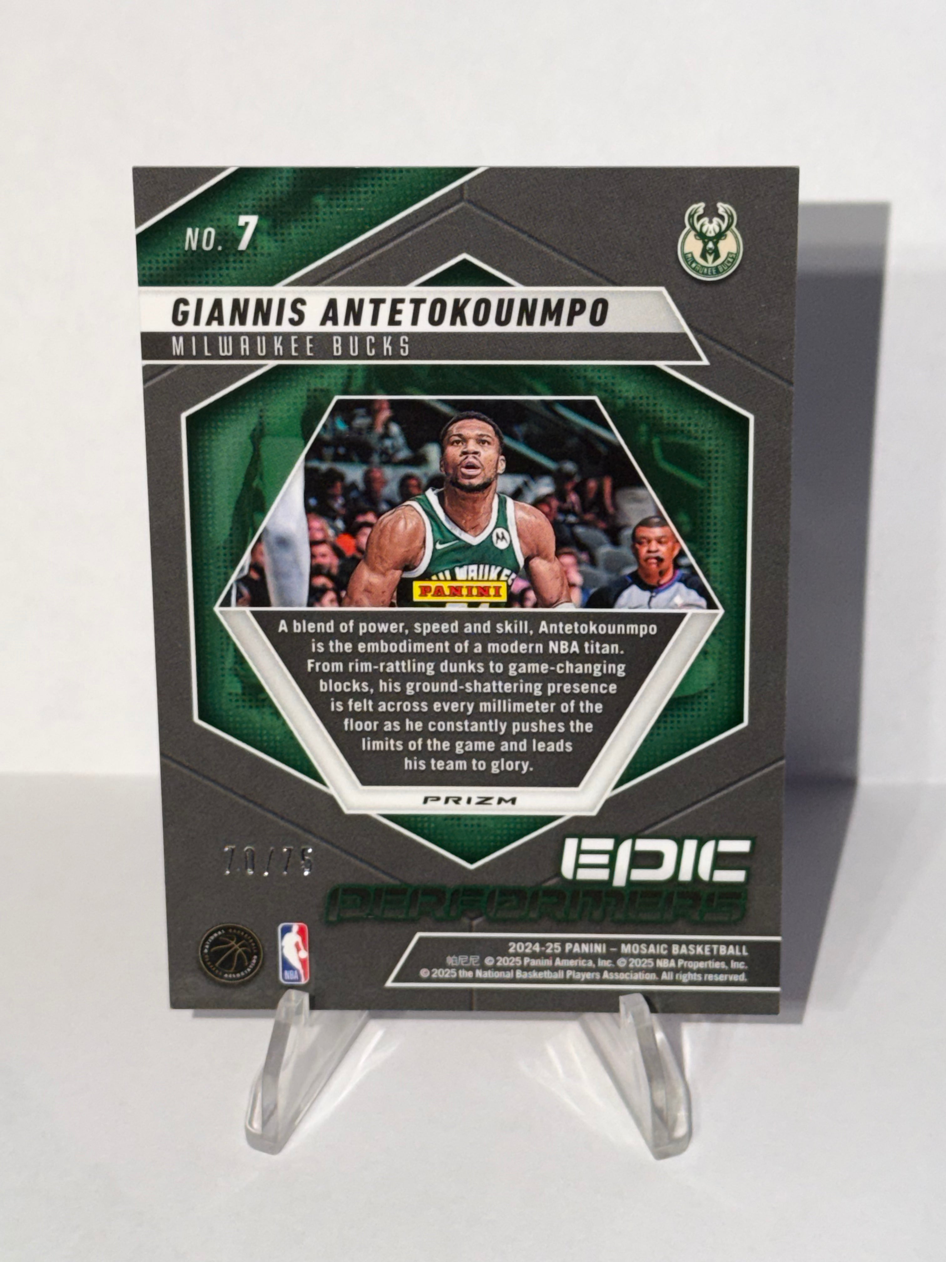 2024-25 Panini Mosaic Basketball Gianni Antetokounmpo Epic Performers Orange /75 #7