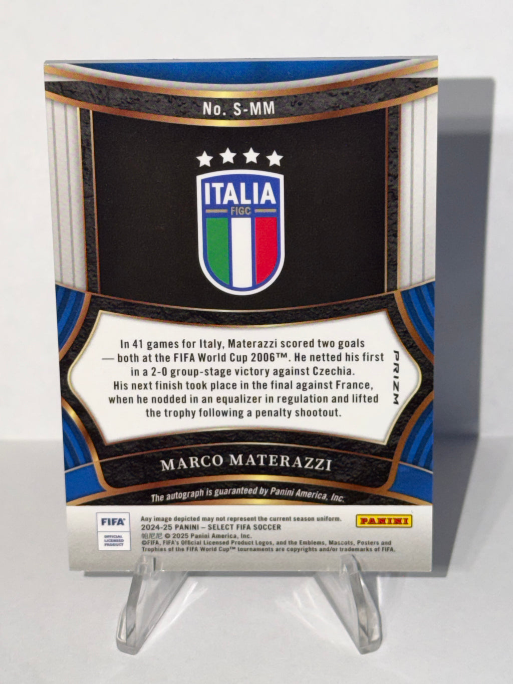 2024-25 Panini Select FIFA Marco Materazzi Auto Pulsar Blue Autographs